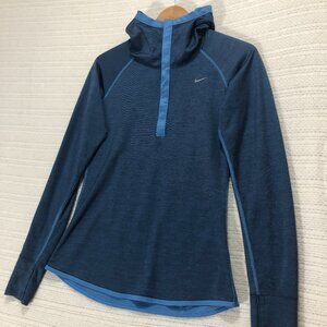 Nike‎ Sweater Women's Medium Blue Hooded Long Sleeve Pullover Performance Ladies